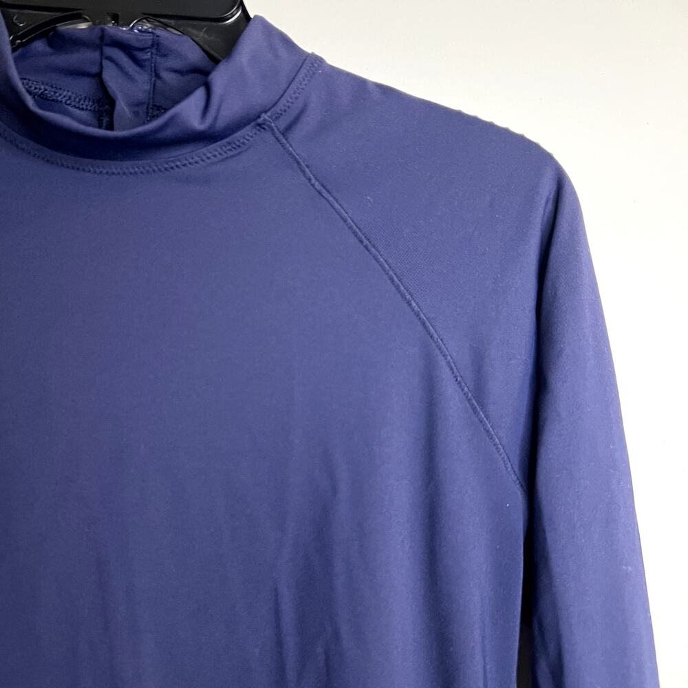 Athleta Blue Fitted Long Sleeve Back zip Top size L - Picture 2 of 6